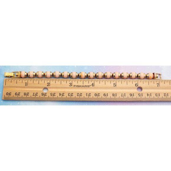 Bohemian Beige and Gold Tone Yoga Beaded Bracelet| 7 inches| Avon| J15 - Picture 3 of 3